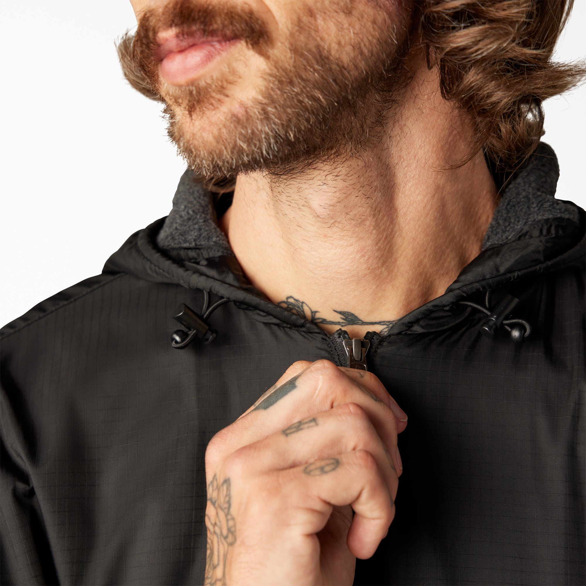 Fleece Lined Nylon Hooded Jacket - Image 7