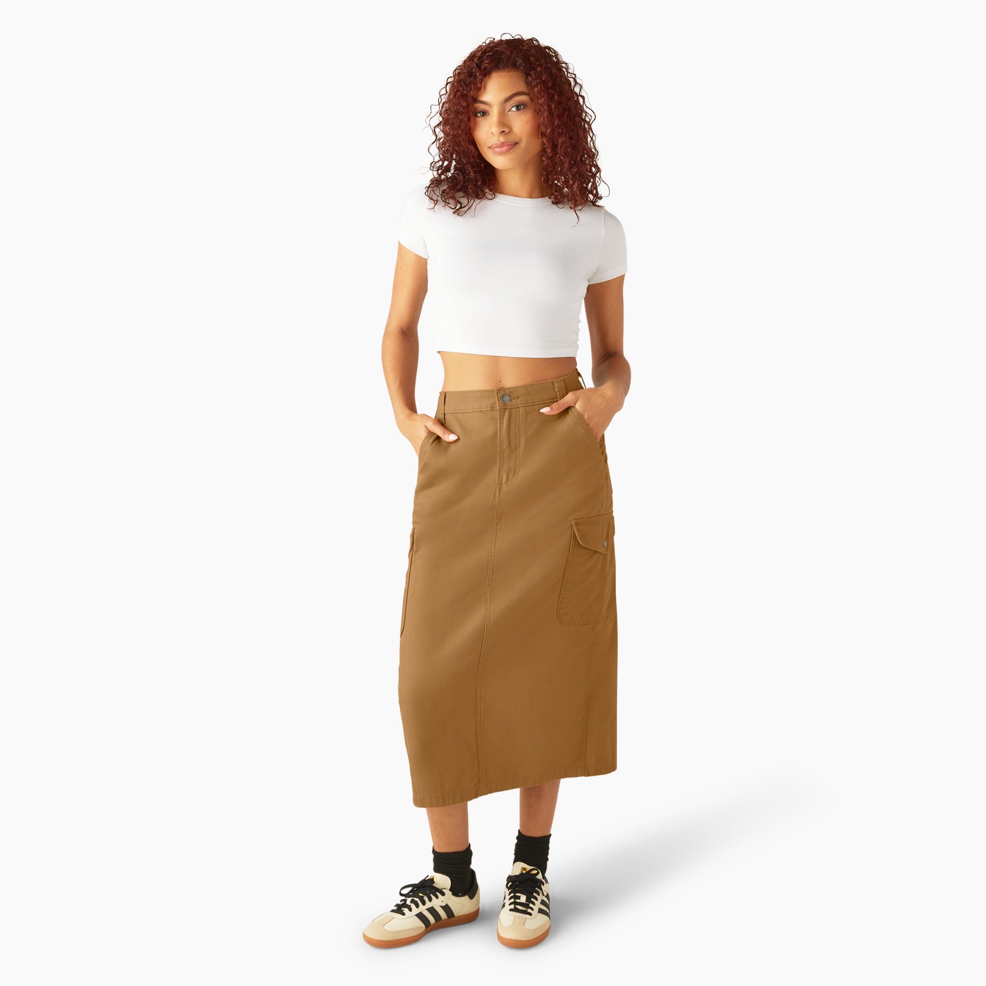 Women's Duck Canvas Cargo Midi Skirt - Image 4