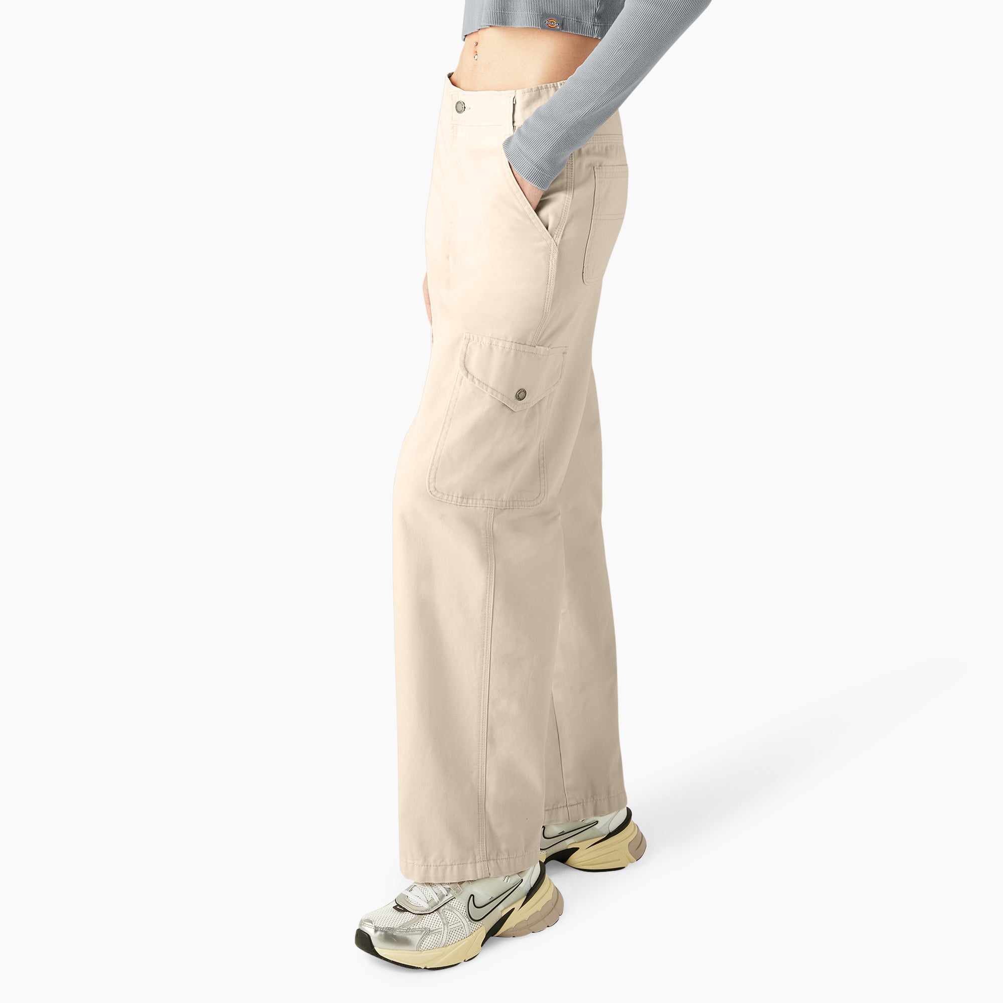 Women's Relaxed Fit Duck Canvas Cargo Pants - Image 3
