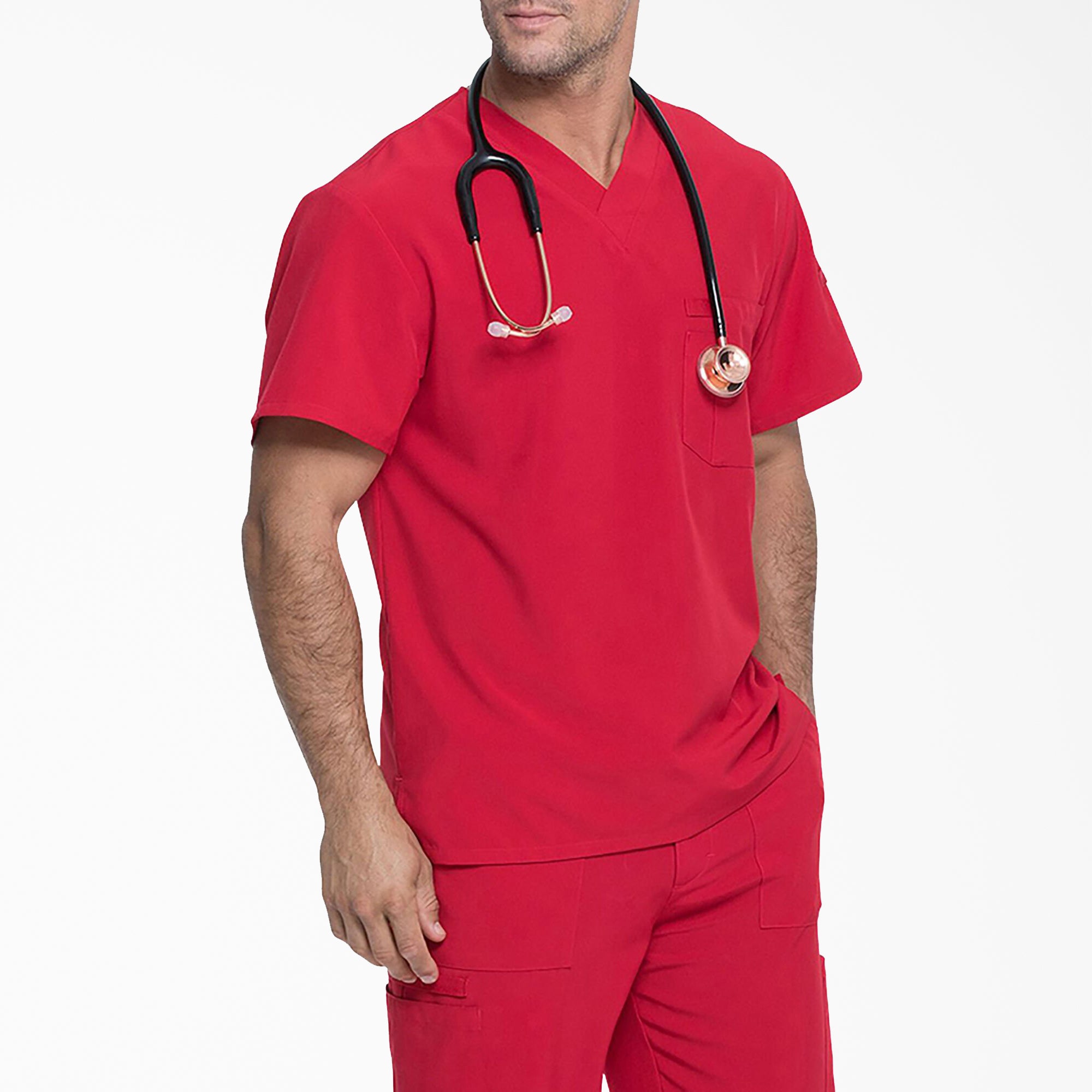Men's EDS Essentials Tuckable V-Neck Scrub Top - Image 4