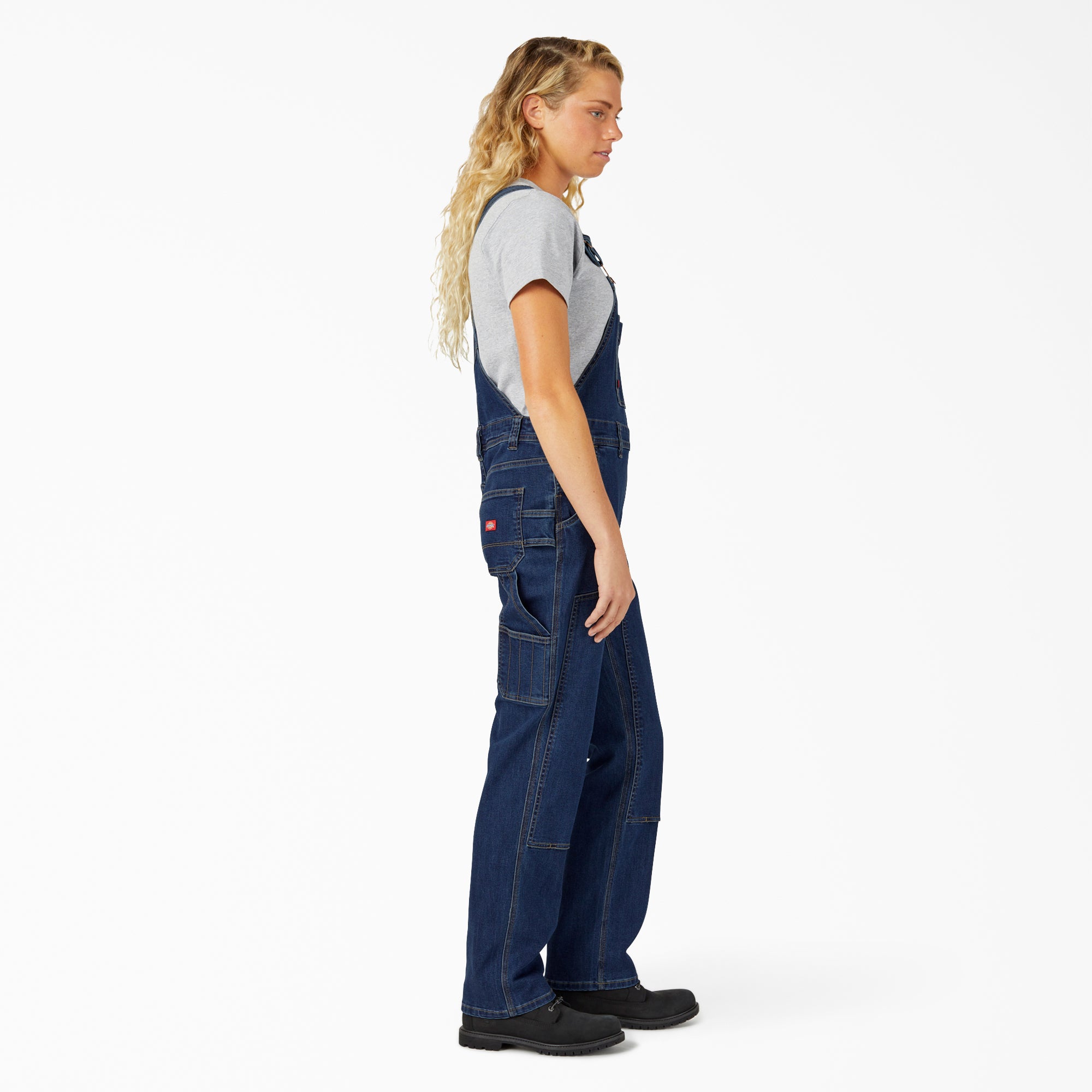 Women's Straight Fit Denim Double Front Bib Overalls - Image 4
