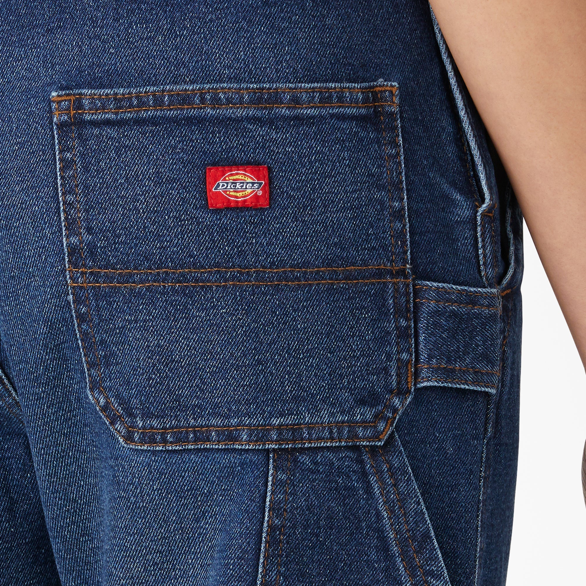 Women's Denim Boyfriend Fit Bib Overalls - Image 7