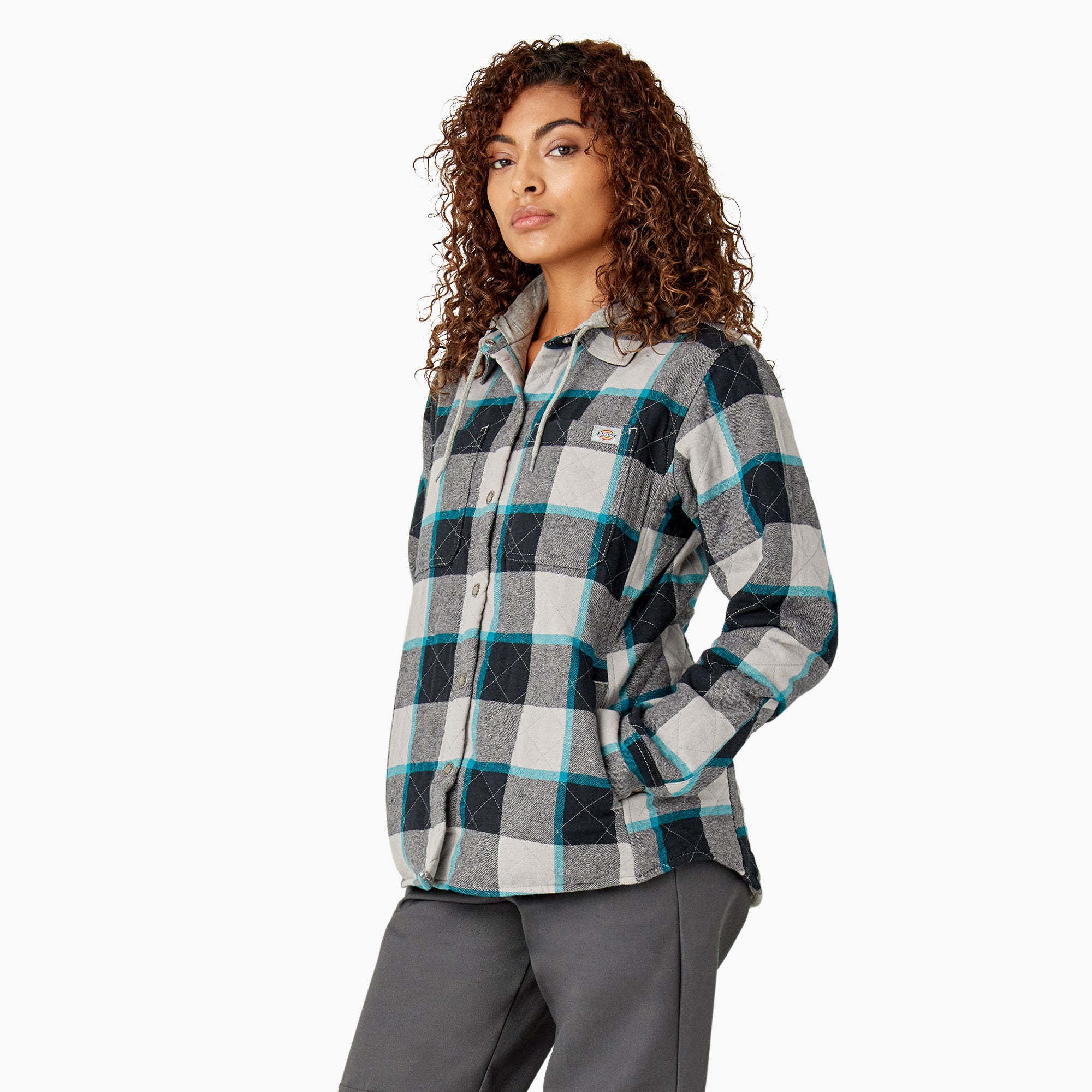Women's Flannel Hooded Shirt Jacket - Image 3