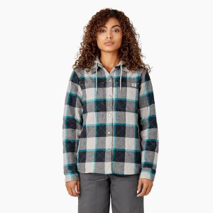 Women's Flannel Hooded Shirt Jacket