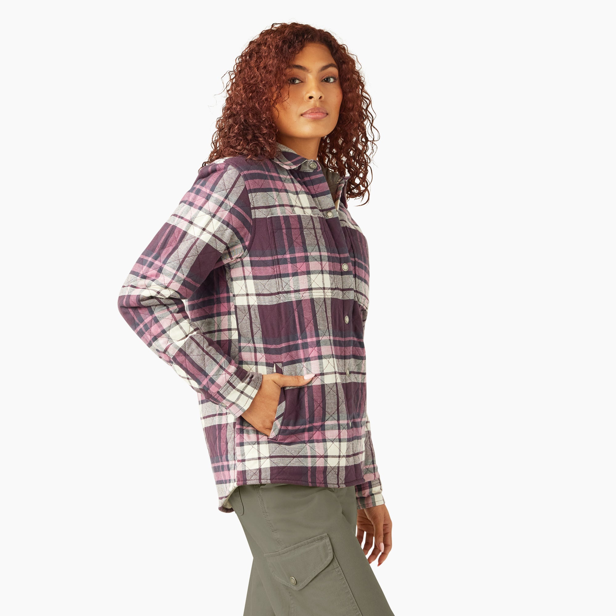 Women's Flannel Hooded Shirt Jacket - Image 4
