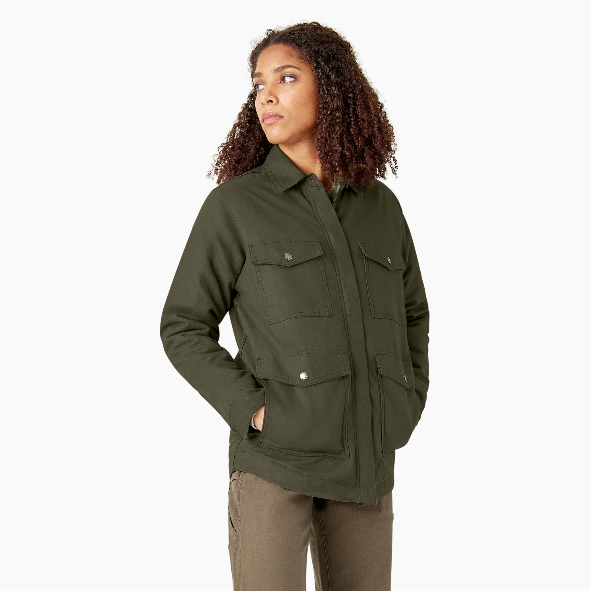 Women's Duck High Pile Fleece Lined Chore Coat - Image 4