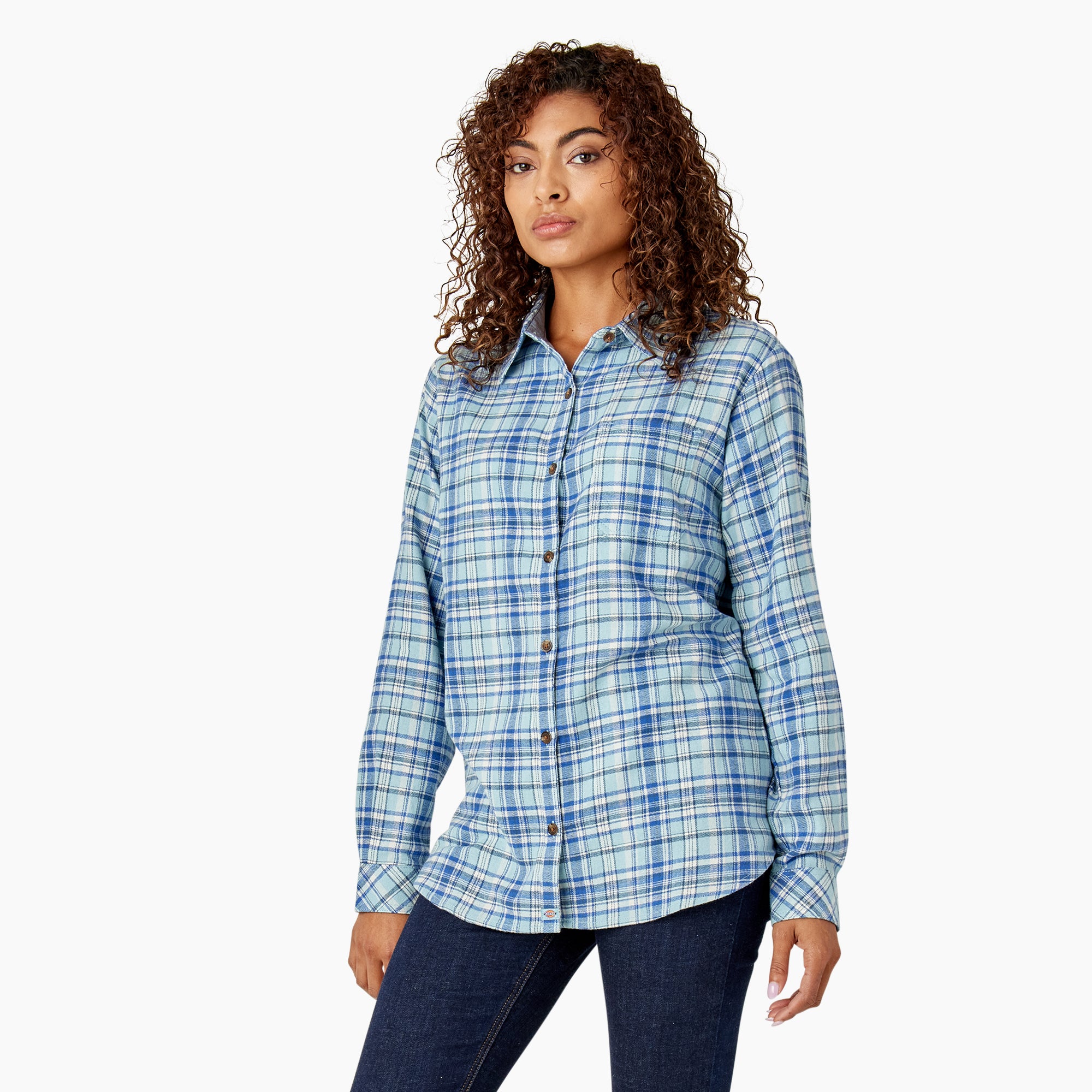 Women's Plaid Flannel Long Sleeve Shirt - Image 3