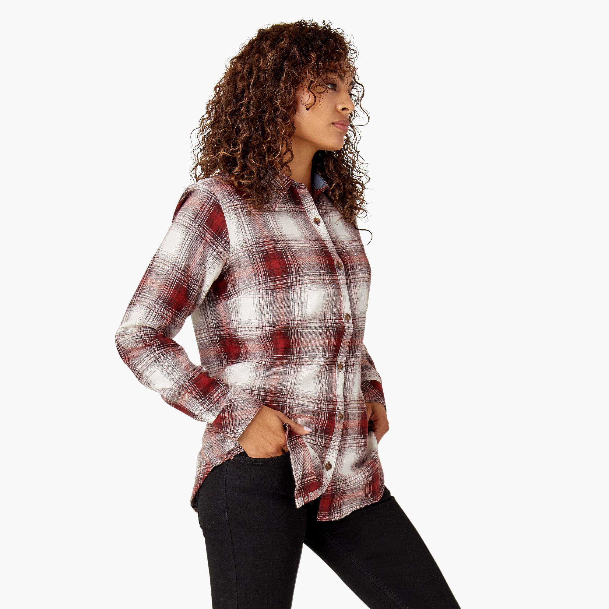 Women's Plaid Flannel Long Sleeve Shirt - Image 4