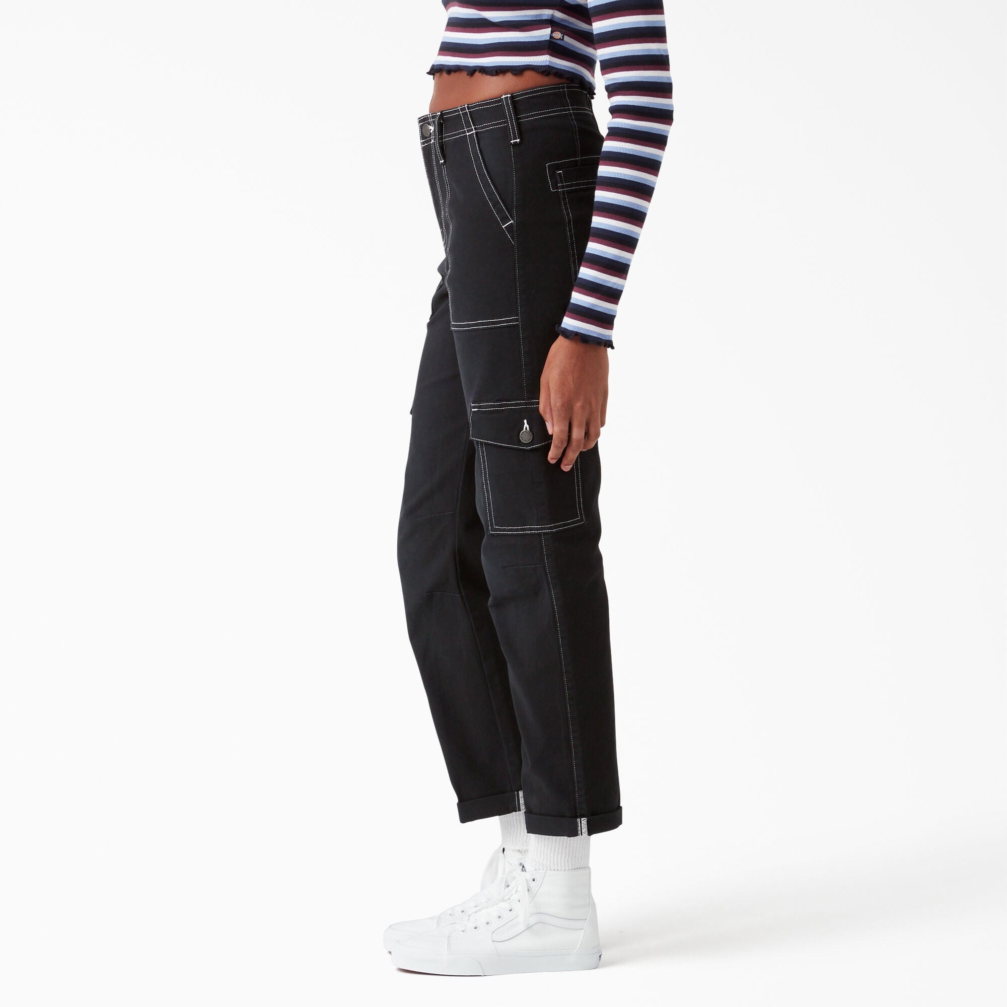 Women's Skinny Fit Cuffed Cargo Pants - Image 3
