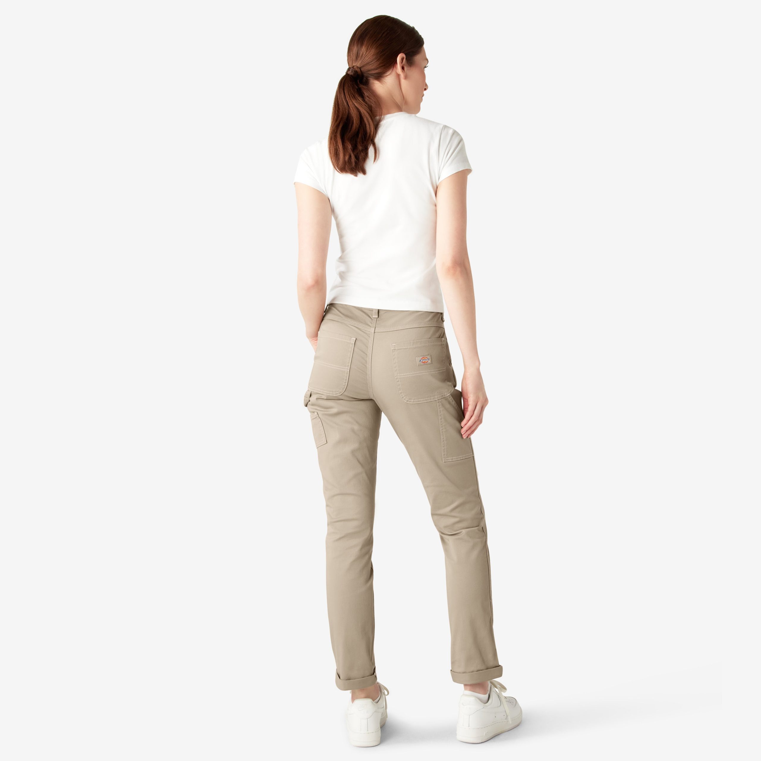 Women's Slim Straight Fit Roll Hem Carpenter Pants - Image 6