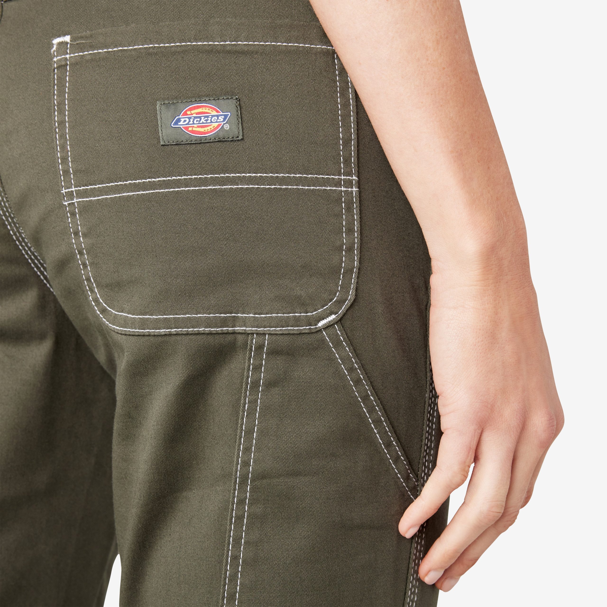 Women's Slim Straight Fit Roll Hem Carpenter Pants - Image 8