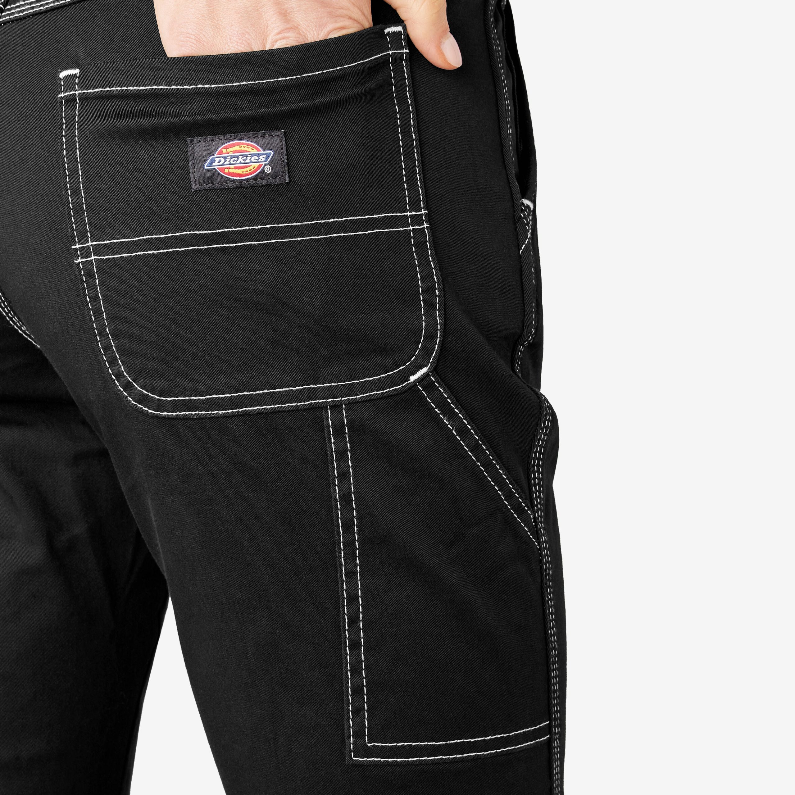 Women's Slim Straight Fit Roll Hem Carpenter Pants - Image 9