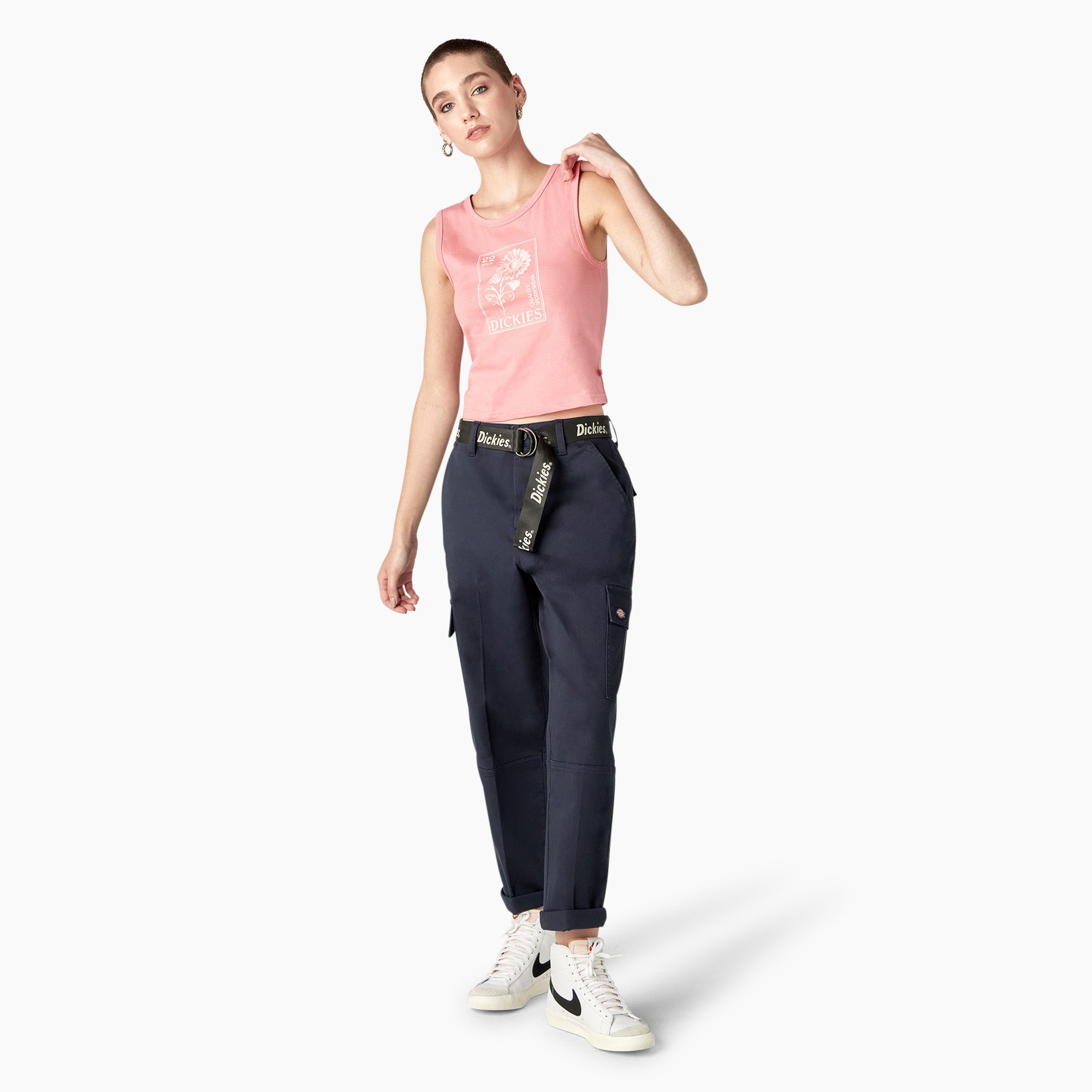 Women's Relaxed Fit Contrast Stitch Cropped Cargo Pants - Image 4