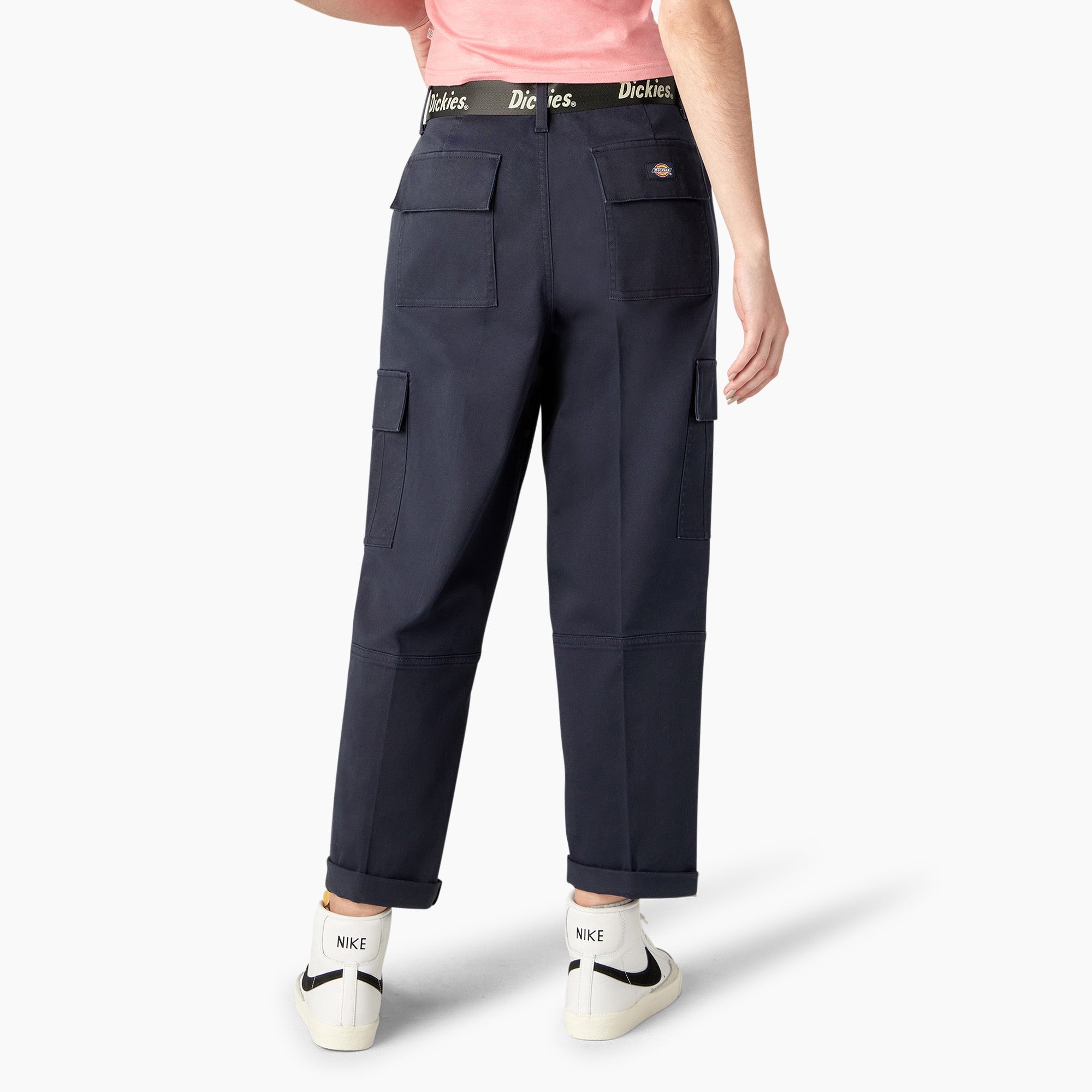 Women's Relaxed Fit Contrast Stitch Cropped Cargo Pants - Image 2