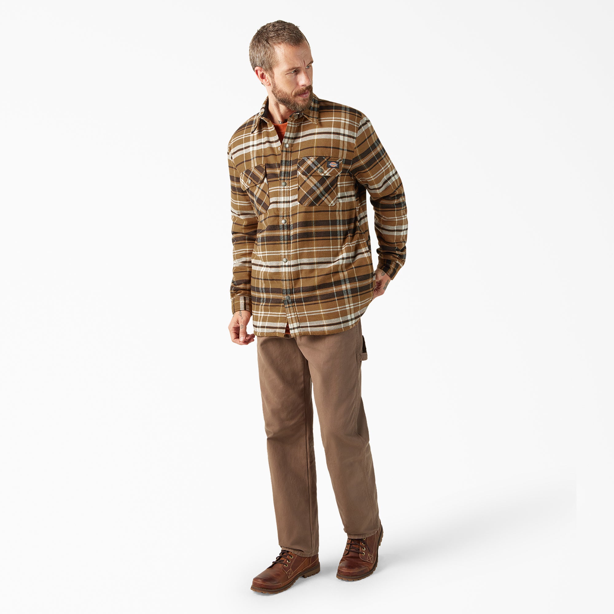 Water Repellent Fleece-Lined Flannel Shirt Jacket - Image 5