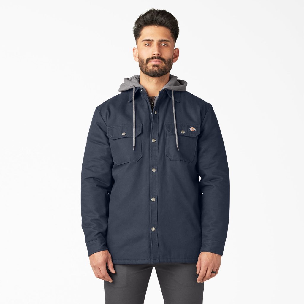 Water Repellent Duck Hooded Shirt Jacket