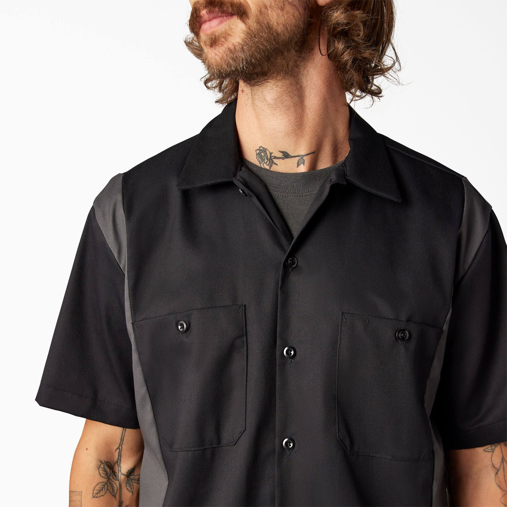Two-Tone Short Sleeve Work Shirt - Image 7
