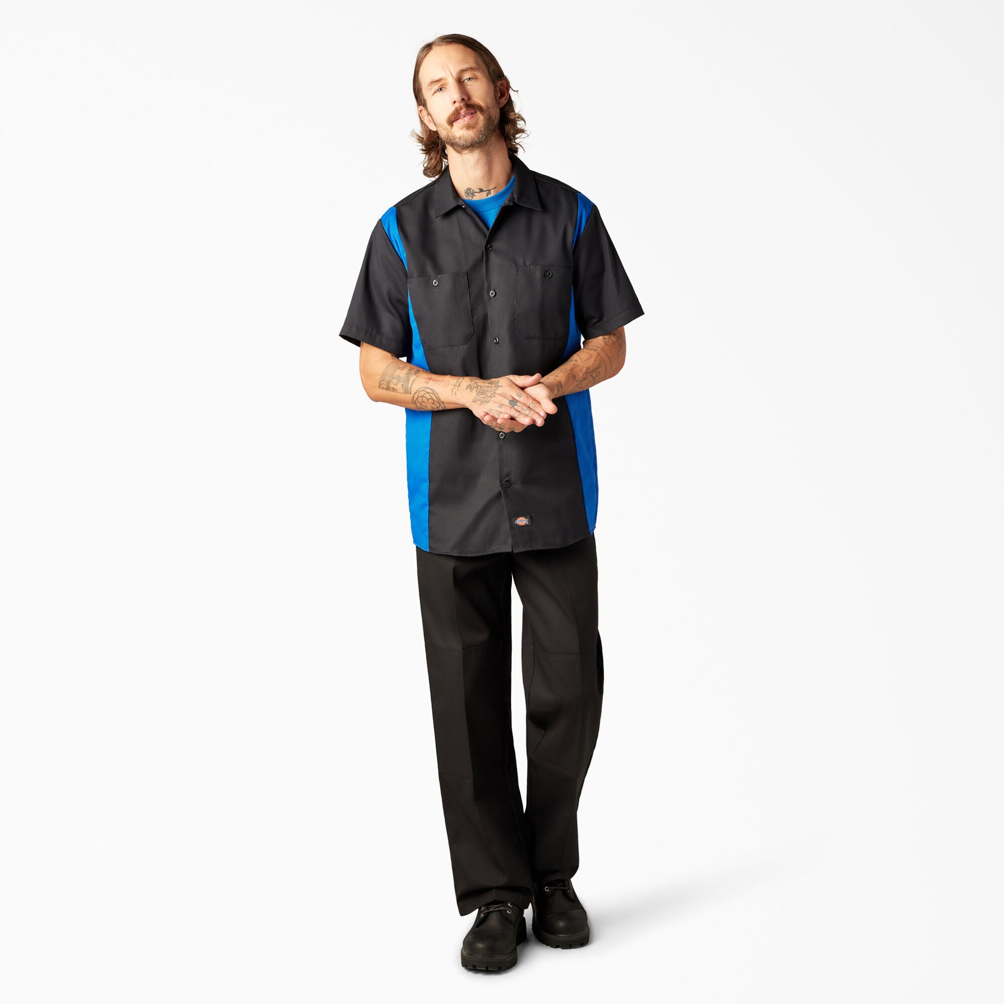 Two-Tone Short Sleeve Work Shirt - Image 5
