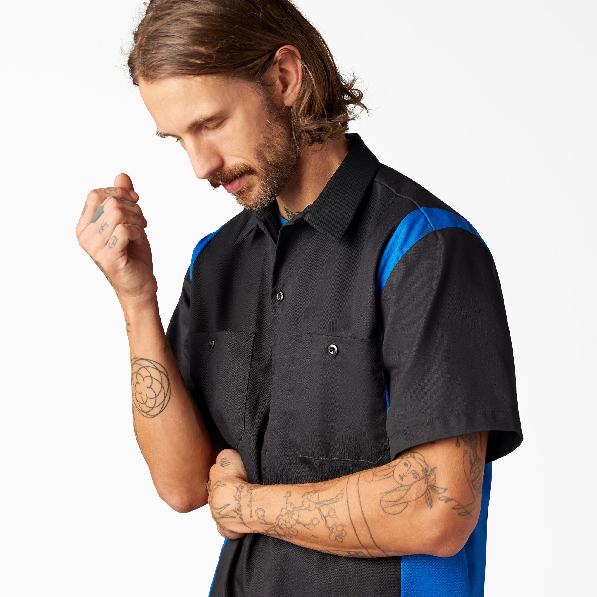 Two-Tone Short Sleeve Work Shirt - Image 9