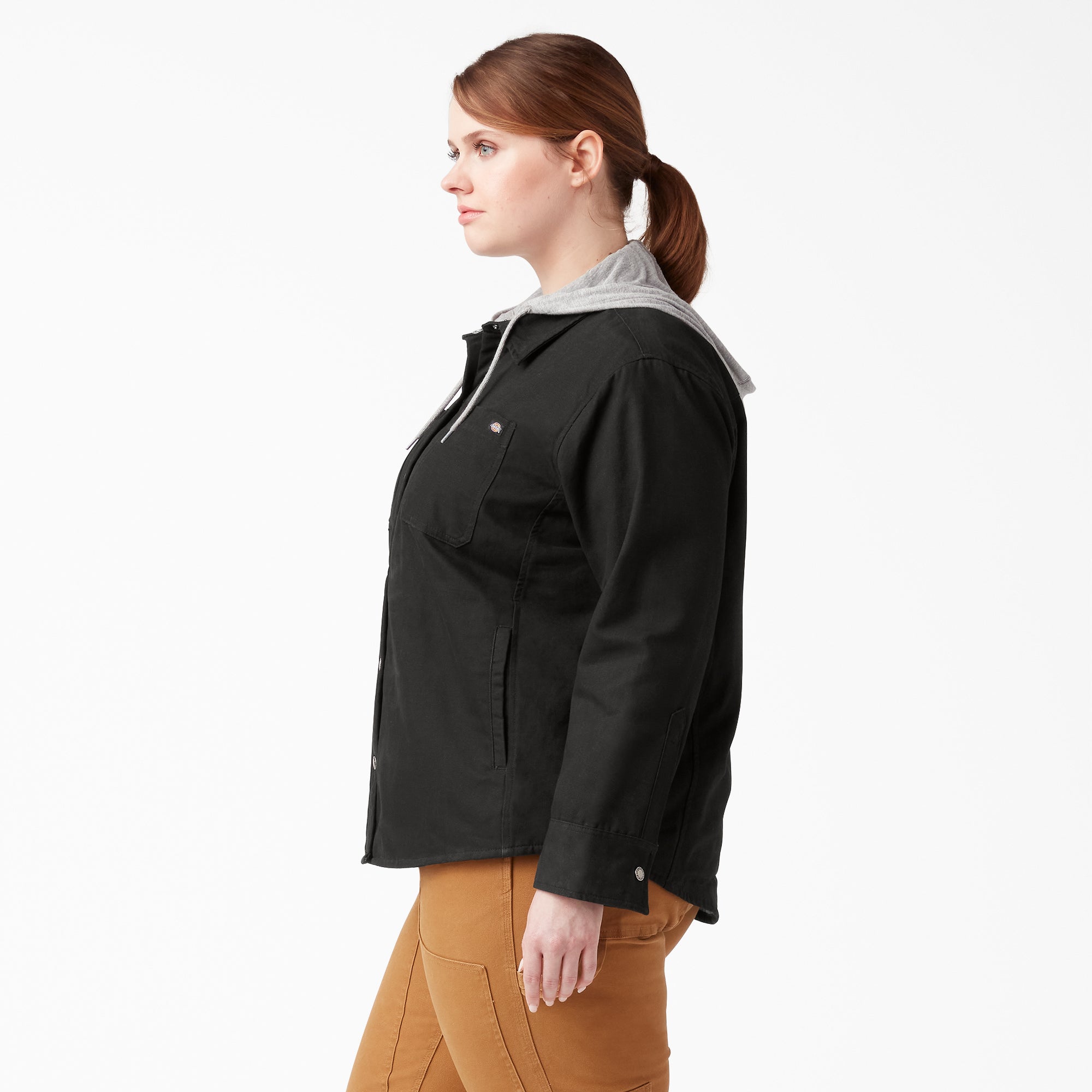 Women's Plus Duck Hooded Shirt Jacket - Image 3