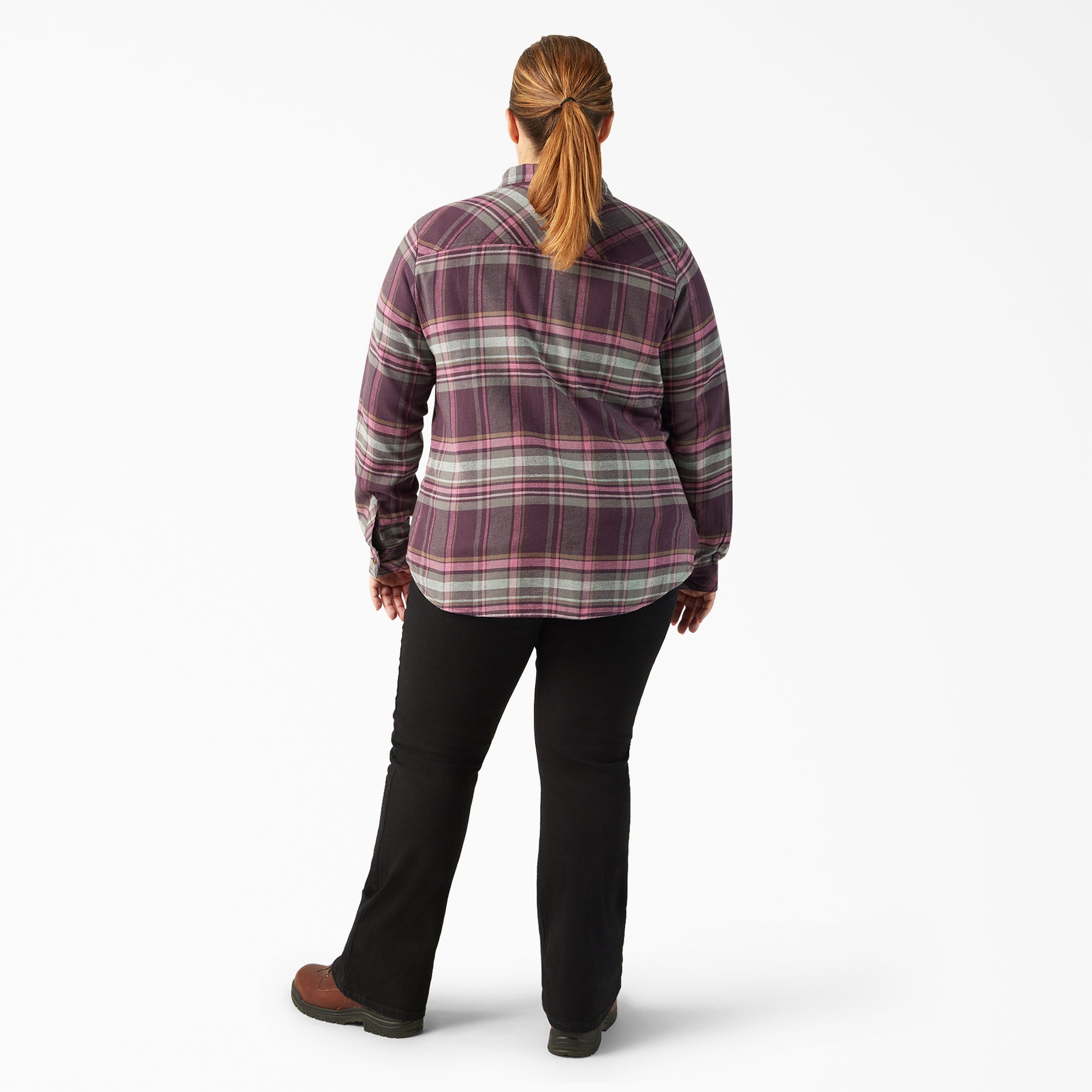 Women's Plus Long Sleeve Plaid Flannel Shirt - Image 5