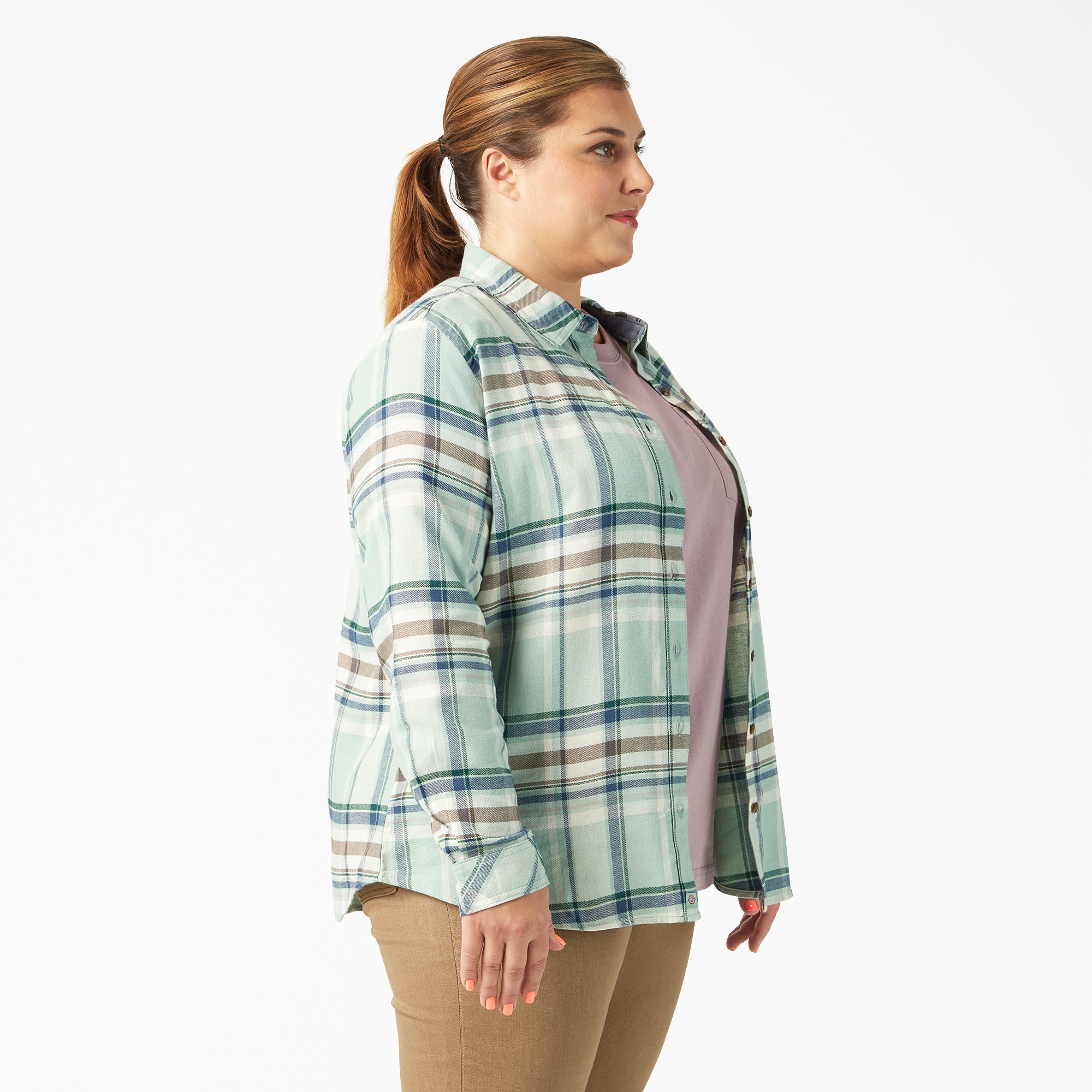 Women's Plus Long Sleeve Plaid Flannel Shirt - Image 4