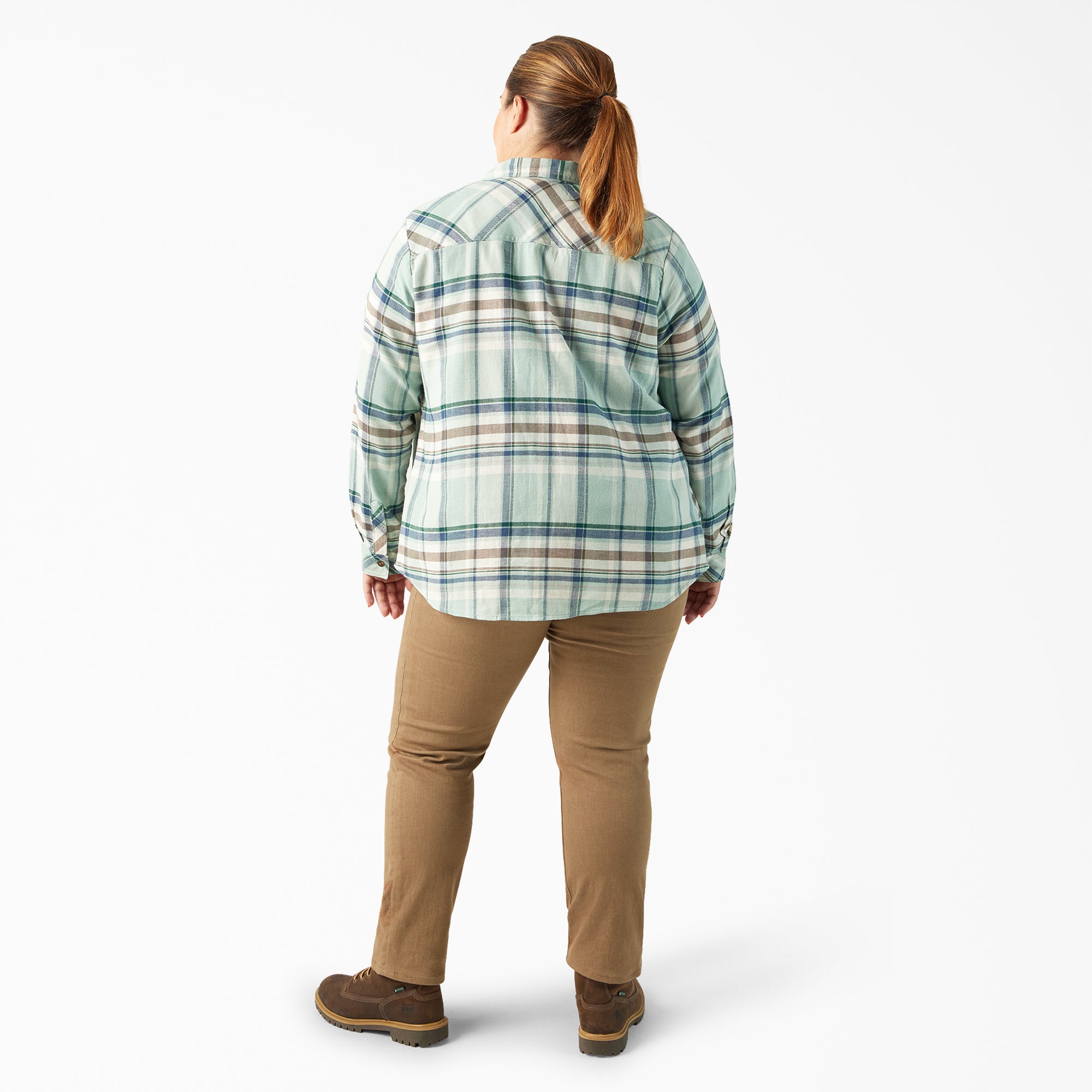 Women's Plus Long Sleeve Plaid Flannel Shirt - Image 6