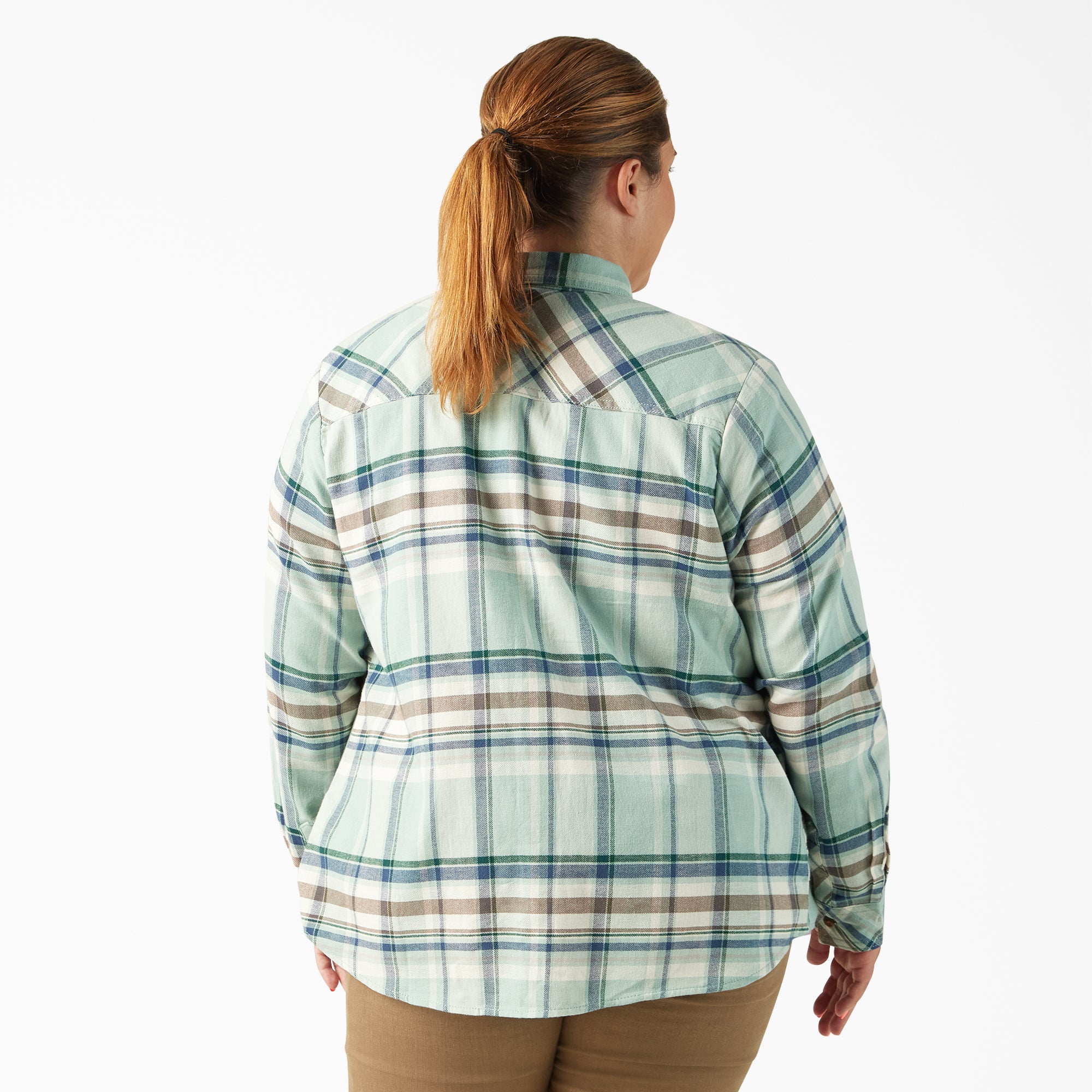 Women's Plus Long Sleeve Plaid Flannel Shirt - Image 2