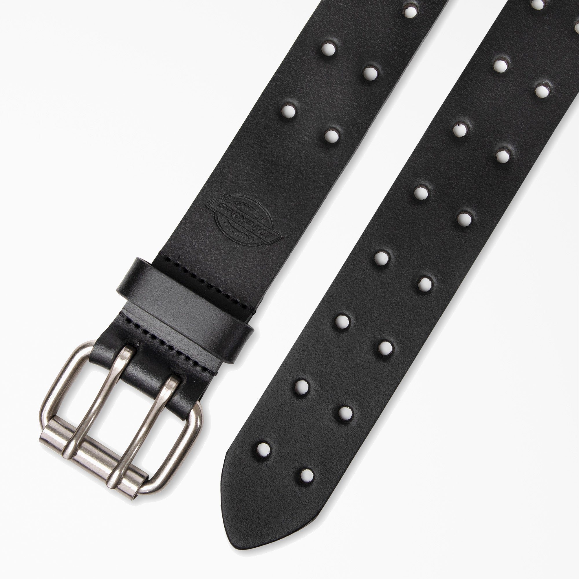 Perforated Leather Double Prong Buckle Belt - Image 2