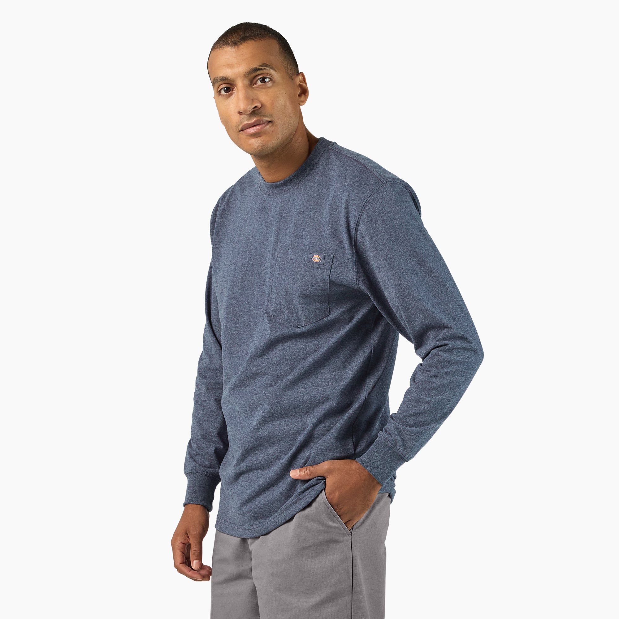 Heavyweight Heathered Long Sleeve Pocket T-Shirt - Image 3