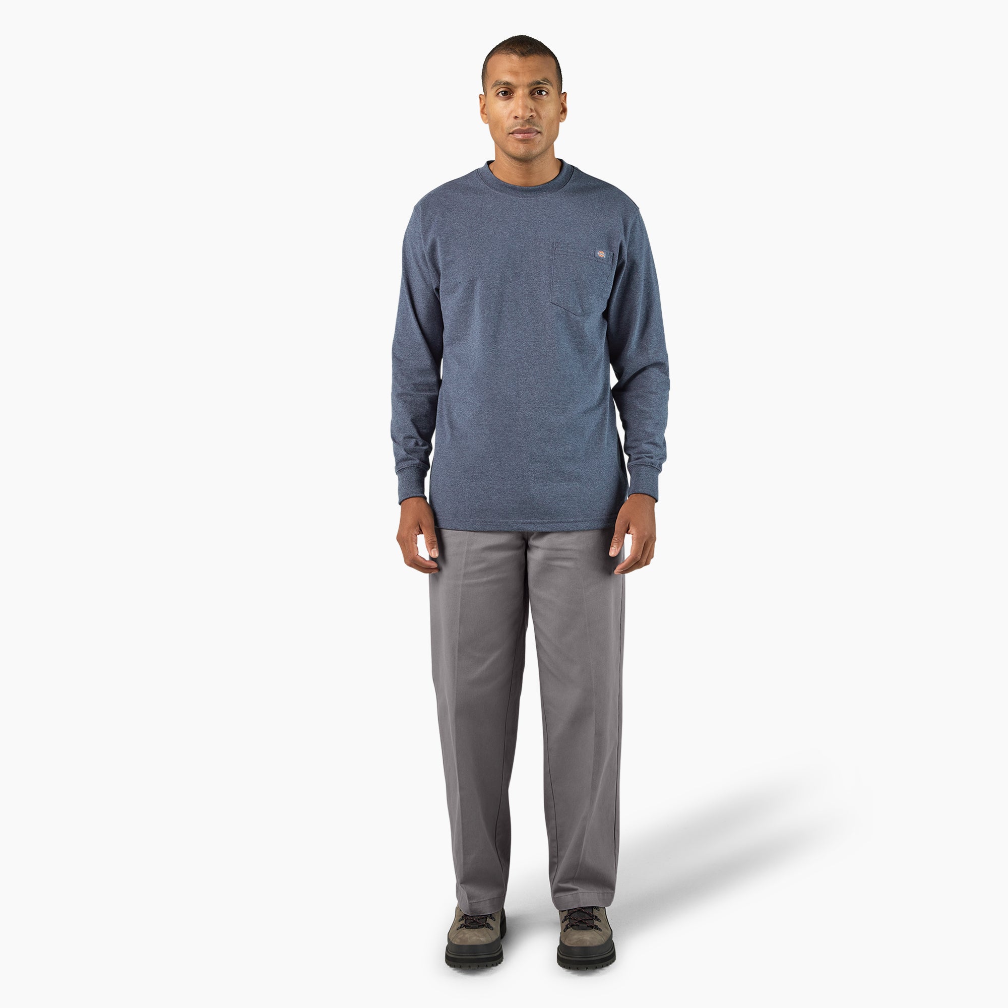 Heavyweight Heathered Long Sleeve Pocket T-Shirt - Image 4