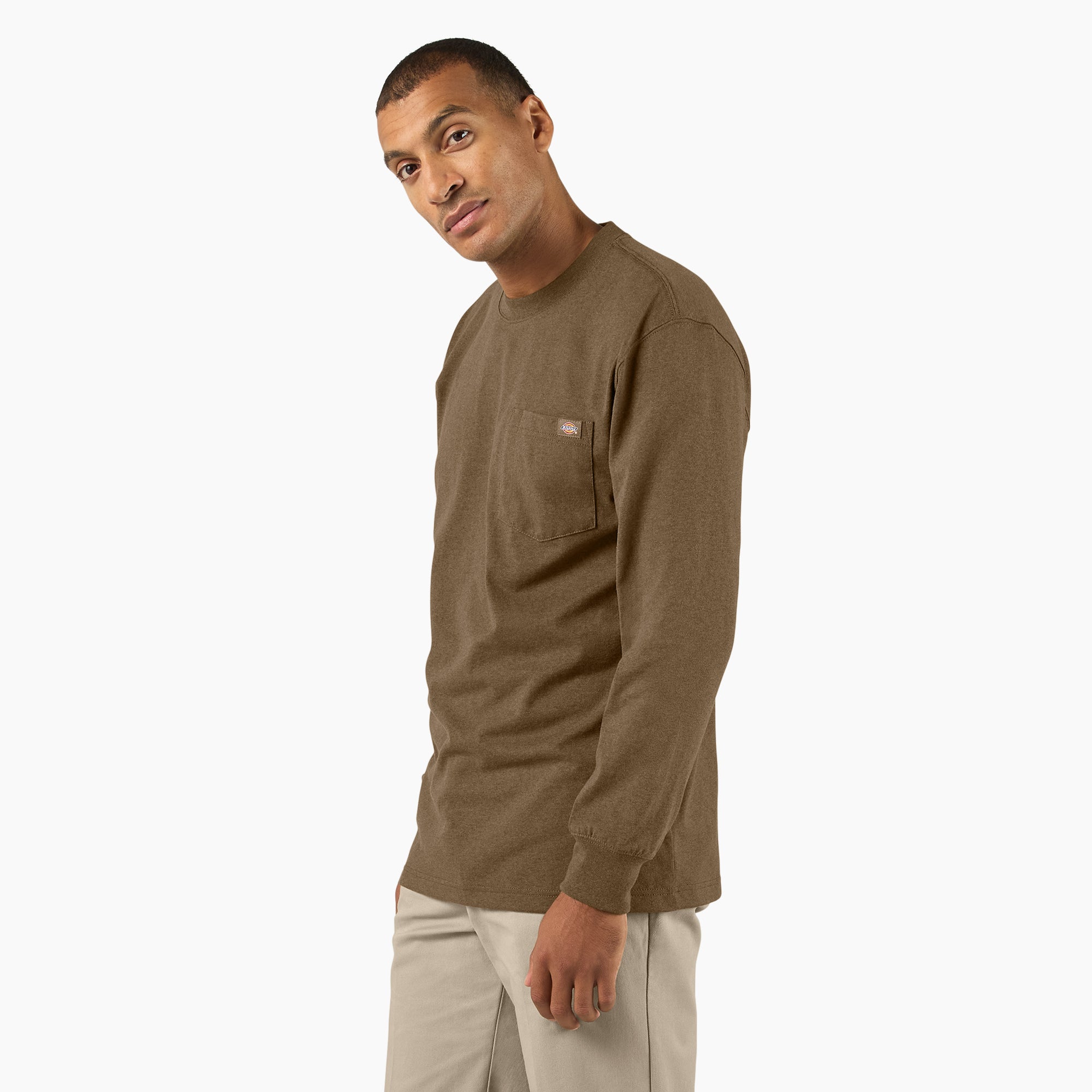 Heavyweight Heathered Long Sleeve Pocket T-Shirt - Image 3