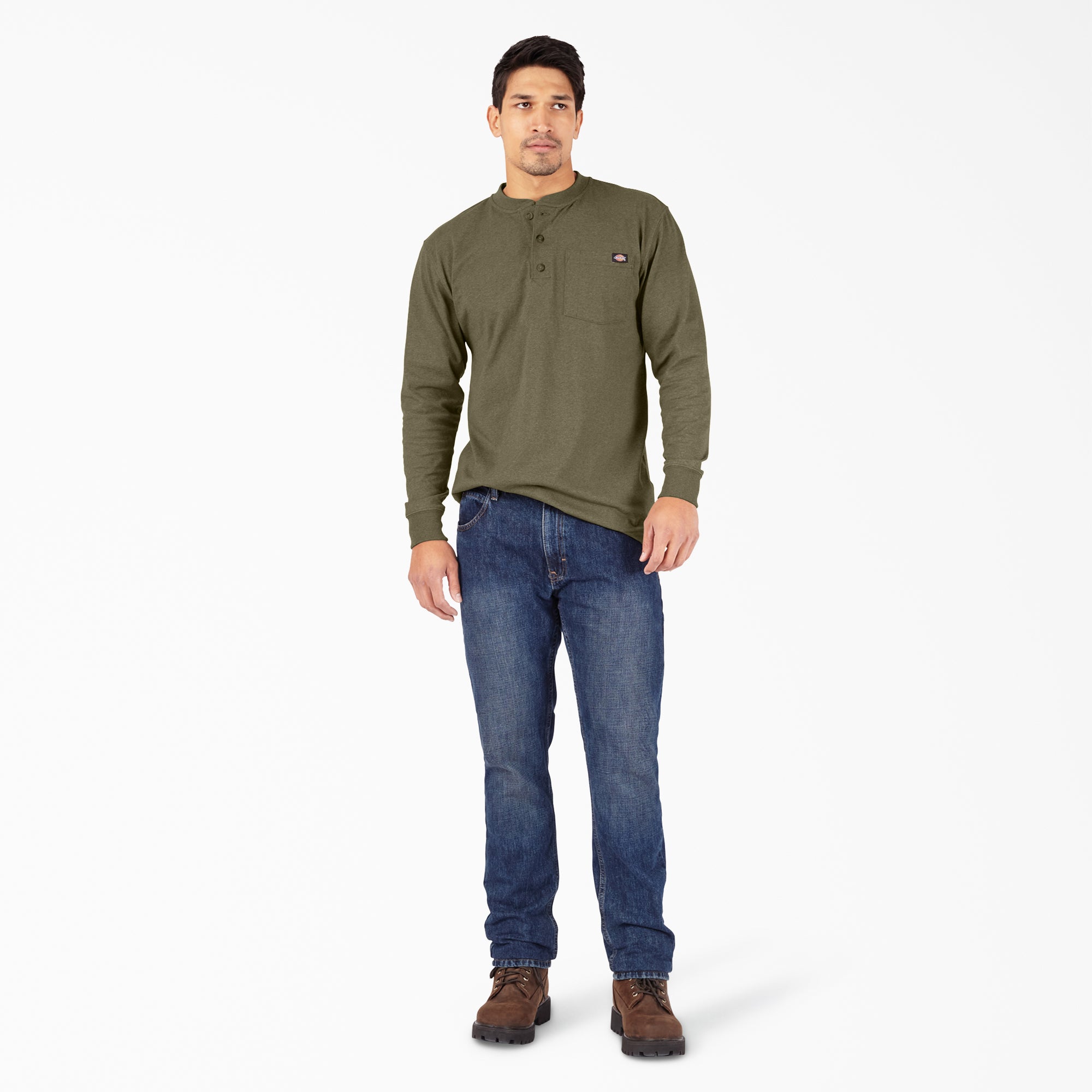 Heavyweight Heathered Long Sleeve Henley T-Shirt - Image 3